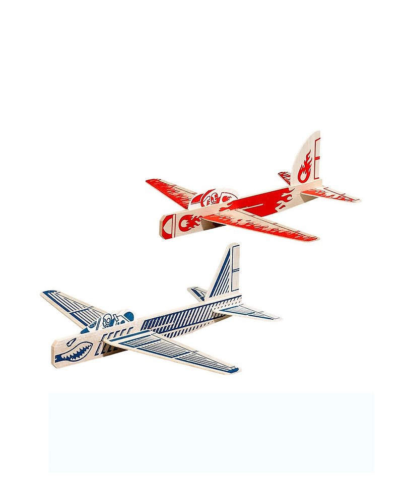 英国Wild & Wolf 复古风格趣味木头飞机组装模型(一组红蓝两入) - 其他 - 木头 蓝色
