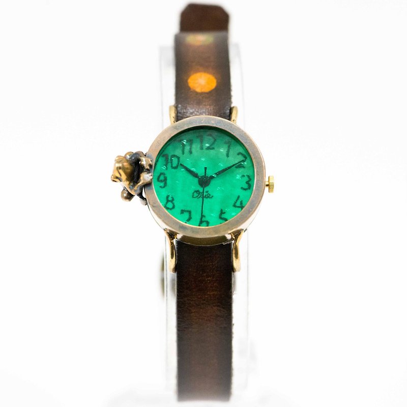 中を覗きたい蛙腕時計Sエメラルドグリーン - 女表 - 其他金属 绿色