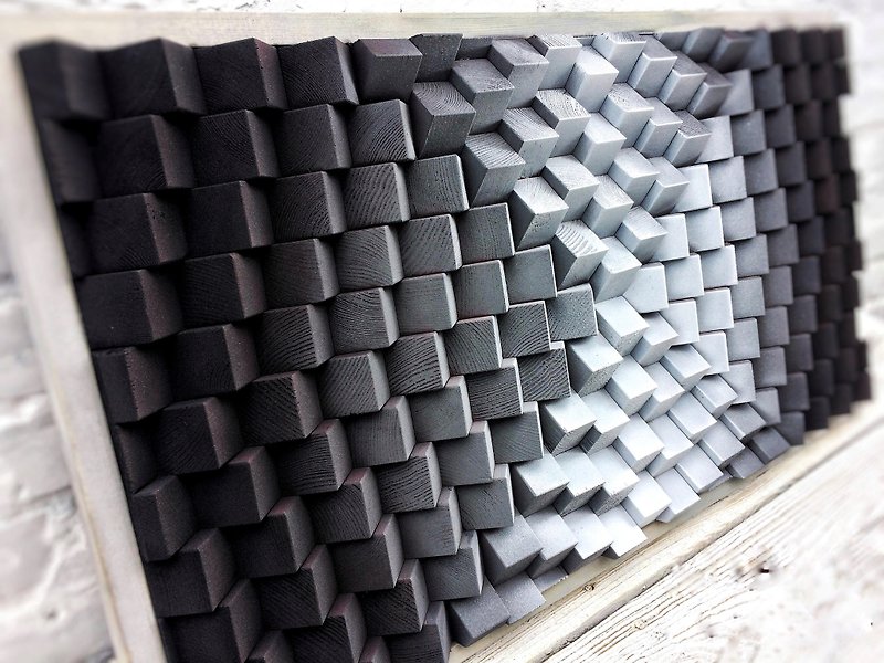 Wood Wall Art - Geometric Black White Modern Art - 3D Acoustic Sound Diffuser - 墙贴/壁贴 - 木头 