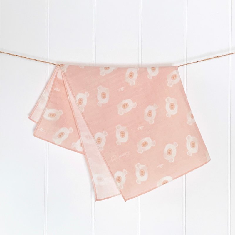 猪头多布巾。粉色 - 手帕/方巾 - 棉．麻 