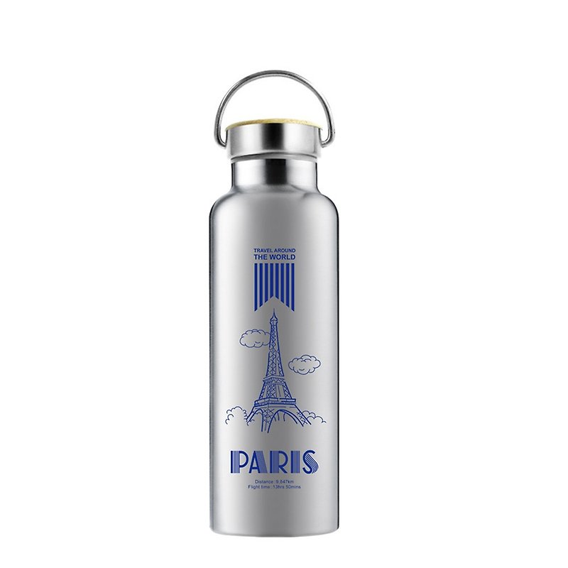 环游世界系列-竹盖真空运动水瓶系列 PLUS (巴黎) - 保温瓶/保温杯 - 其他金属 银色