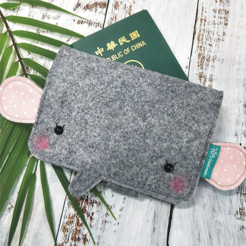 Balloon-大象护照套(蜜桃粉色点点款) - 护照夹/护照套 - 其他材质 灰色
