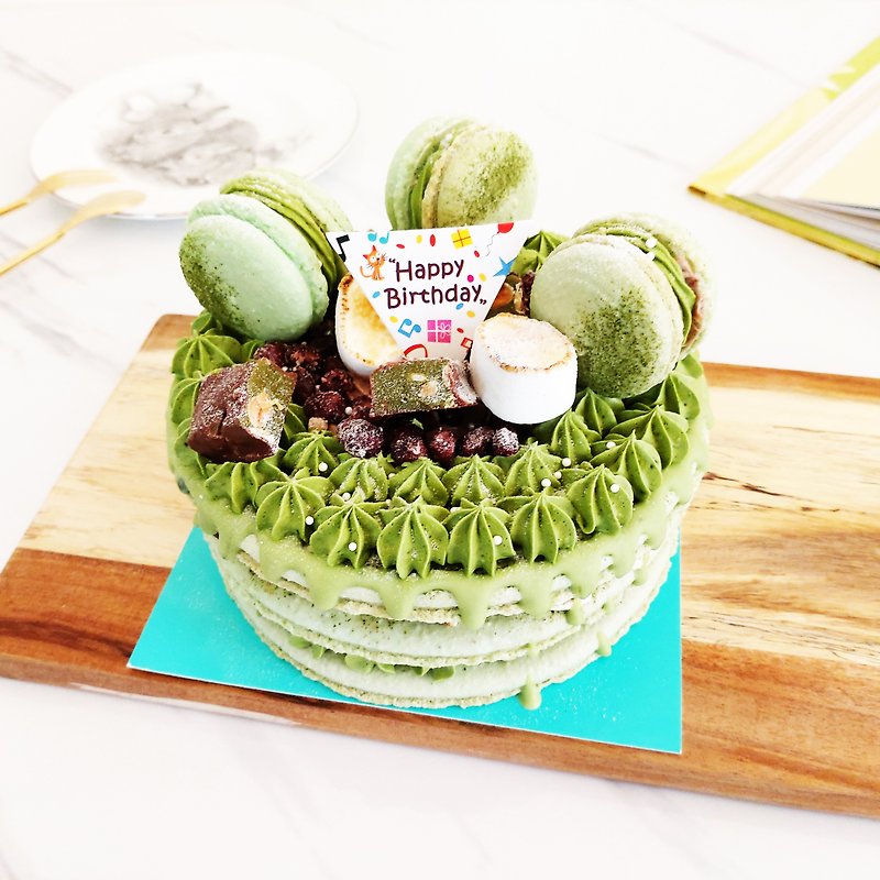 6寸马卡龙塔-双抹茶红豆烤棉花糖【生日礼物、可当生日蛋糕庆生】 - 蛋糕/甜点 - 新鲜食材 绿色