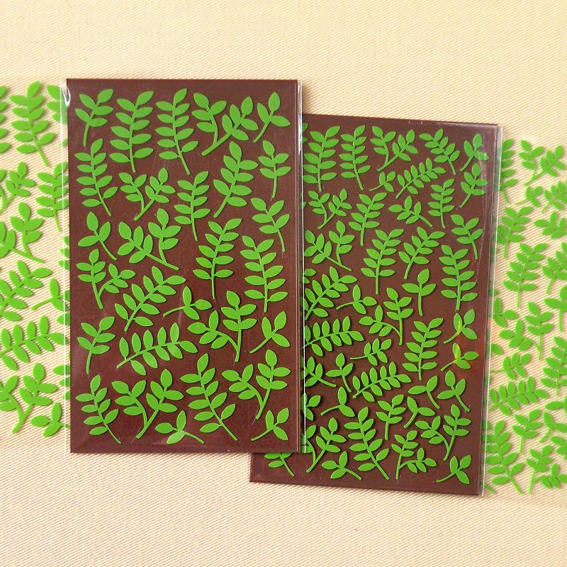 羽叶小贴纸 2张组 - 贴纸 - 防水材质 绿色
