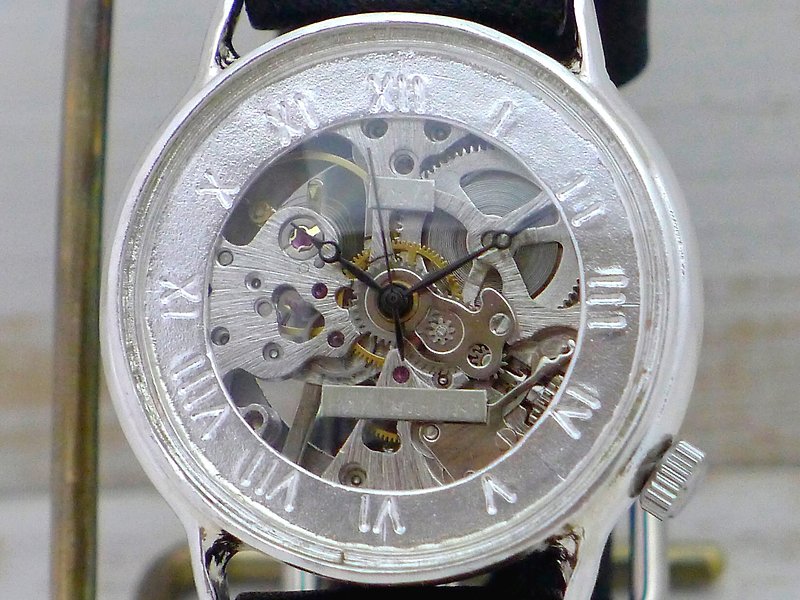 SHW071 ローマ数字 手巻き36mm Silver925 手作り時計 (SHW071 ローマ) - 男表/中性表 - 纯银 银色