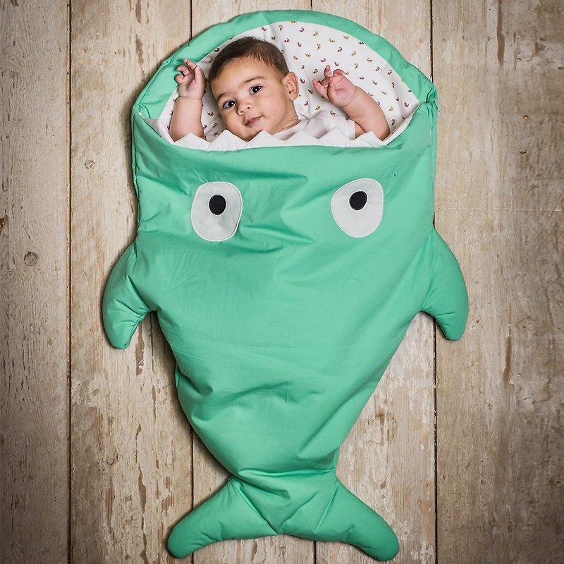 鲨鱼咬一口BabyBites纯棉婴幼儿多功能睡袋-青草绿 - 满月礼盒 - 棉．麻 绿色