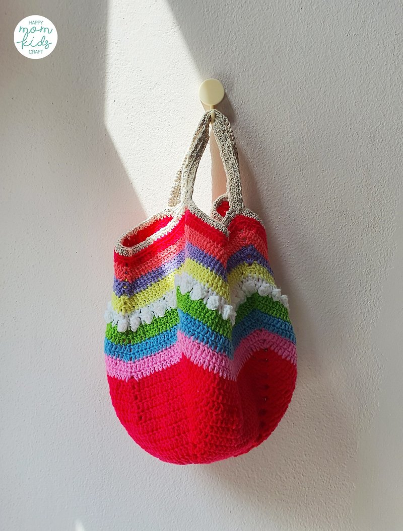 Cotton Colourful crochet bag - 手提包/手提袋 - 聚酯纤维 多色