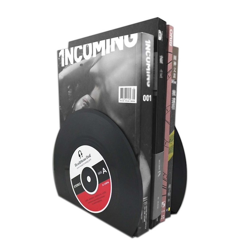 黑胶唱片造型 简易轻便 书挡/杂志架/CD/DVD架(两入装) - 收纳用品 - 塑料 黑色