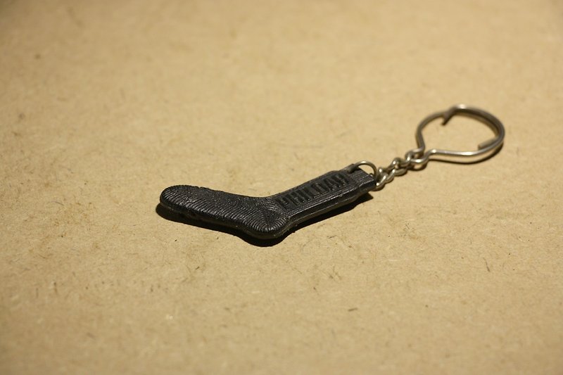 购自荷兰 20 世纪中后期老件 袜子品牌PHILDAR长袜造型古董钥匙圈 - 钥匙链/钥匙包 - 塑料 黑色