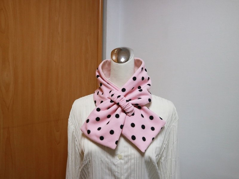 粉红点点可调式短围巾.scarf 保暖围脖 双面双色 大人.小孩均适用 - 围巾/披肩 - 其他材质 粉红色