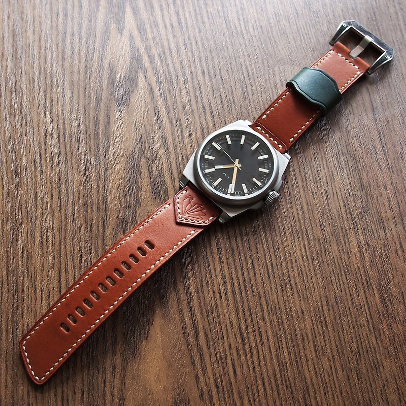 Handmade 24mm Watch Strap Brown Tan Italian Leather - 表带 - 真皮 咖啡色