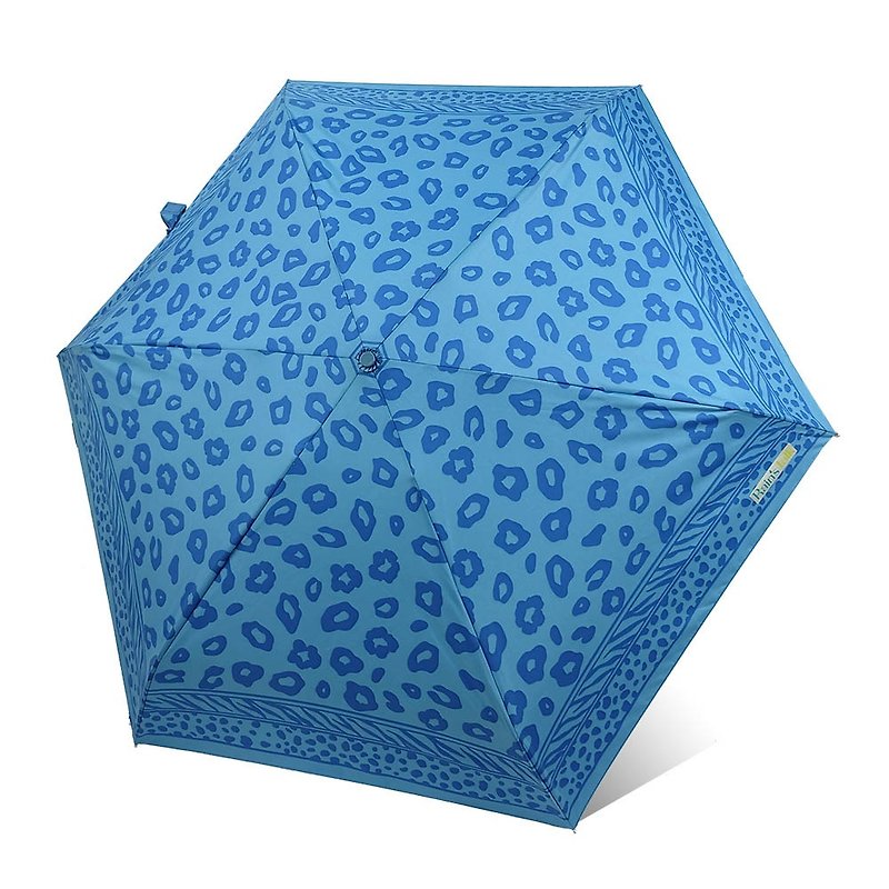 【台湾文创 Rain's talk】奢华豹纹抗UV五折手开伞 - 雨伞/雨衣 - 防水材质 蓝色