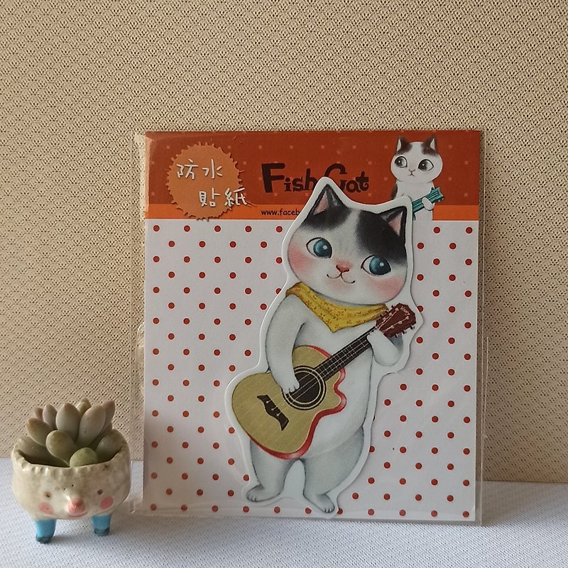 Fish cat/防水贴纸/ - 贴纸 - 纸 咖啡色