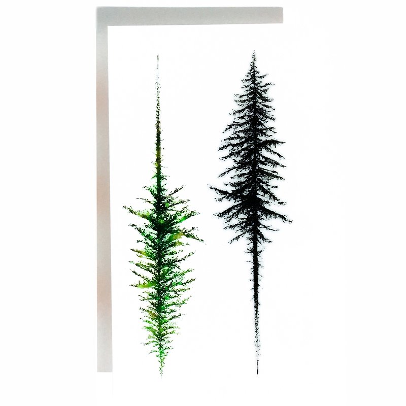 简约花草刺青 松树纹身贴纸 植物 水彩 夏天 饰物 万圣节 森林系 - 纹身贴 - 纸 多色