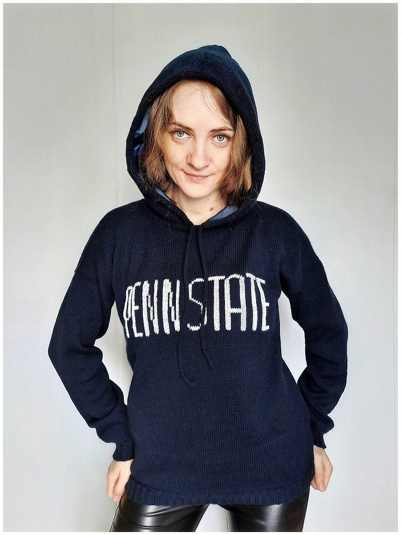 Penn state hoodies knit for women , personalized sweater , penn state gift - 女装针织衫/毛衣 - 其他材质 蓝色