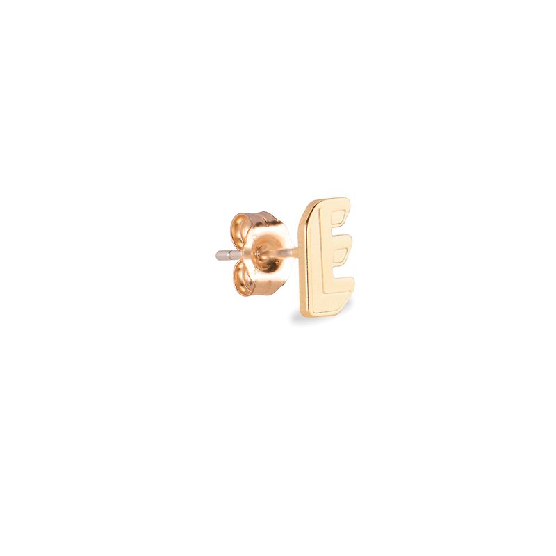 英文字母耳环 E -纯银镀金耳环 (单只) - 耳环/耳夹 - 纯银 金色