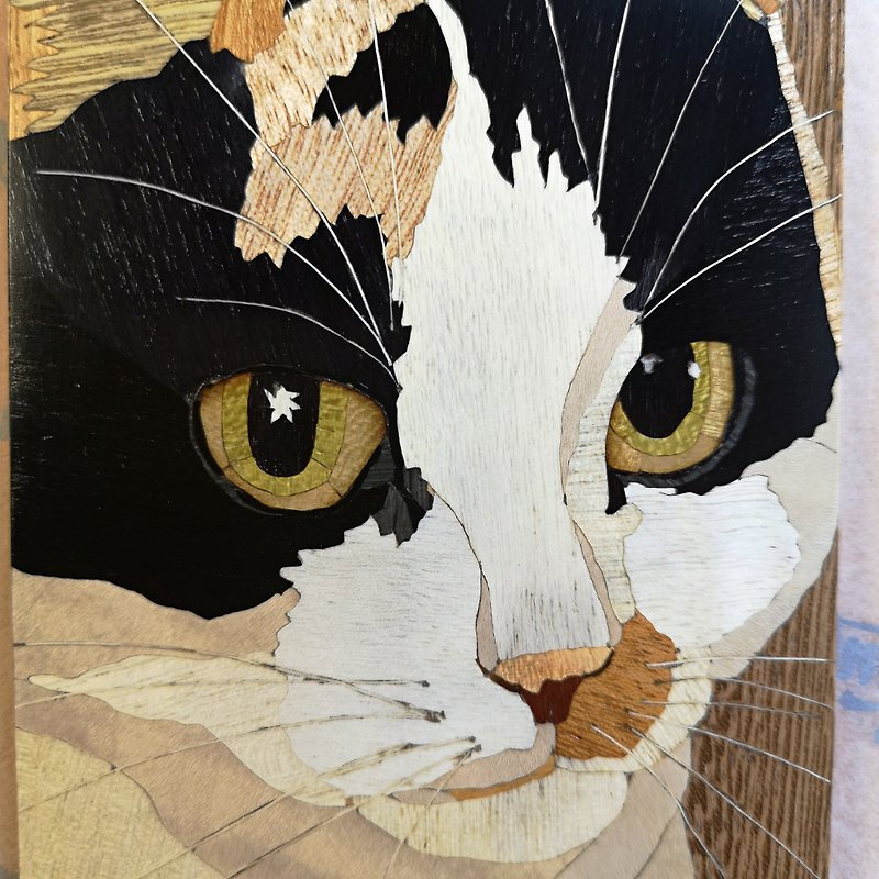 Customized cat dog pet portrait by photo, drawing ,mosaics 客製化 - 墙贴/壁贴 - 木头 多色