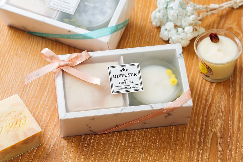 暖心呵护礼盒-乳液蜡烛与羊乳皂 生日/弥月/婚礼小物/姐妹礼 - 身体护肤/按摩油 - 植物．花 透明