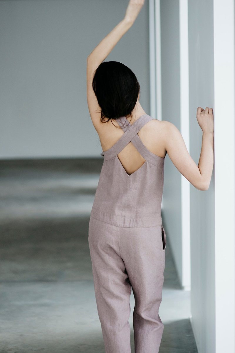 Linen Jumpsuit Motumo 15K5 - 背带裤/连体裤 - 亚麻 多色