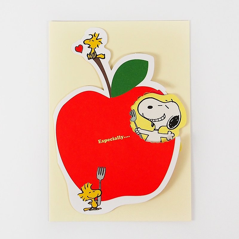Snoopy 苹果被我吃掉一大口【Hallmark-Peanuts史奴比-立体卡片】 - 卡片/明信片 - 纸 红色