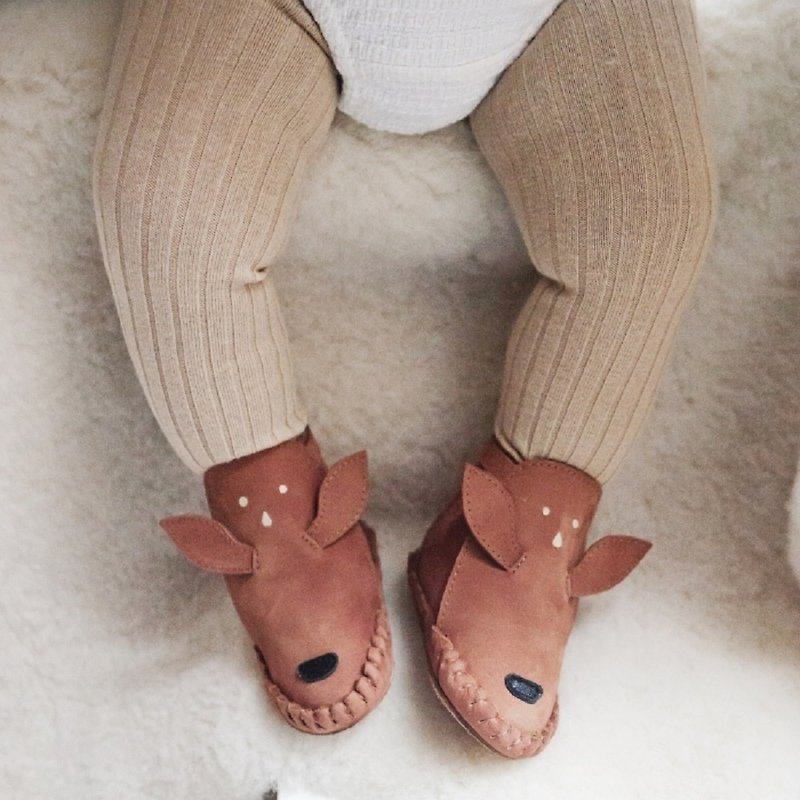 荷兰 Donsje 真皮内刷毛动物造型靴 宝宝鞋 棕色小鹿 517-KL006 - 童装鞋 - 真皮 咖啡色