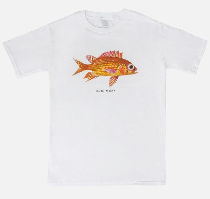 短袖T恤-海鲜 Seafood - 男装上衣/T 恤 - 棉．麻 红色