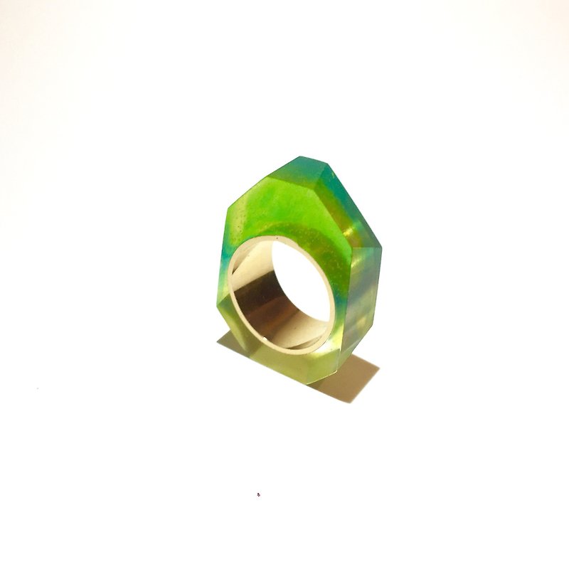 PRISMリング　ゴールド・グリーン＆クリア - 戒指 - 纸 绿色
