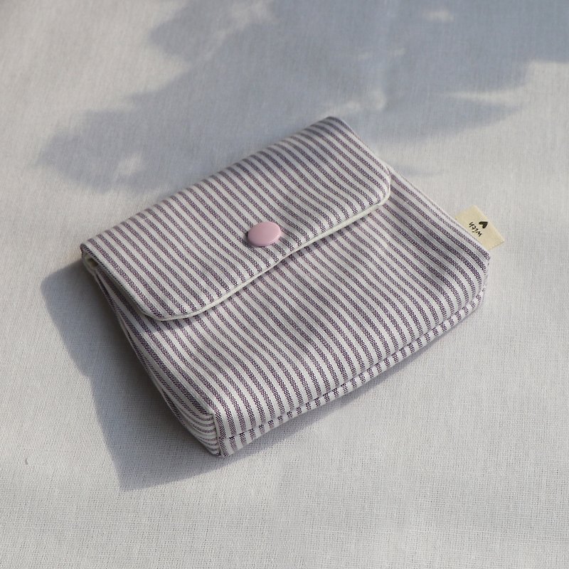 【MY HANDMADE】紫色条纹stripe  钱包 化妆包 - 零钱包 - 棉．麻 紫色