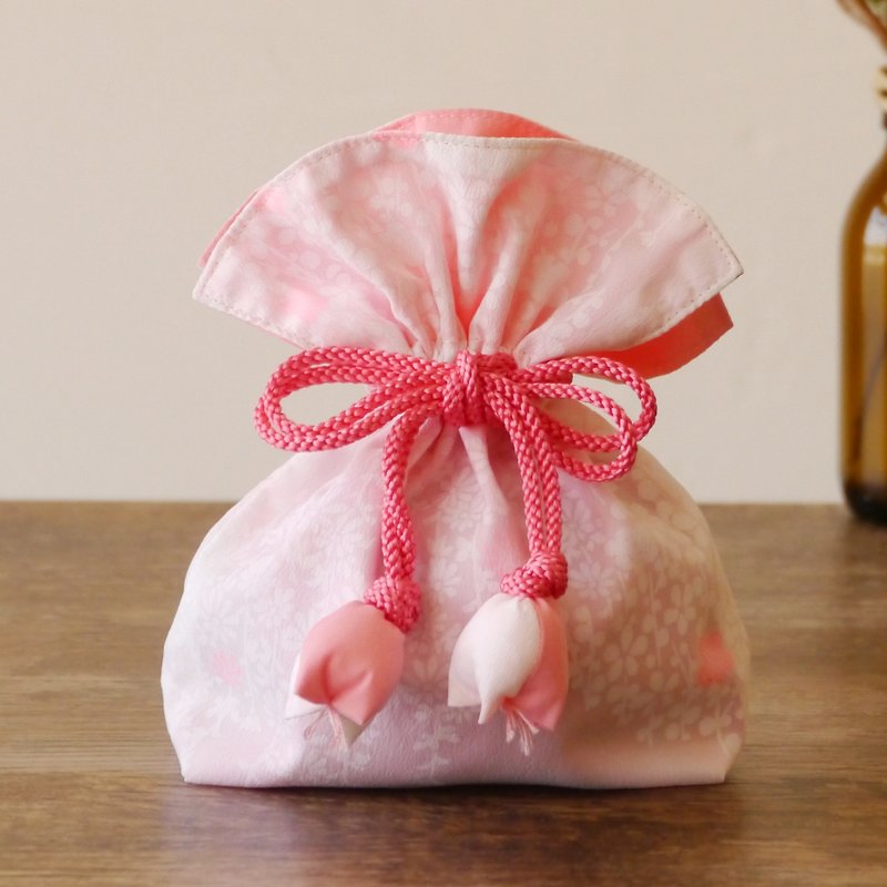 幸せ巾着　FUGURO　梅文 - 化妆包/杂物包 - 棉．麻 粉红色