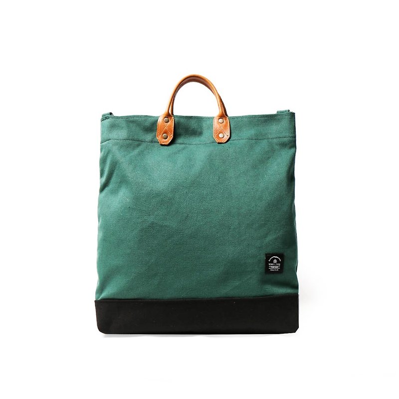 点子包【icleaXbag】简约L号真皮帆布购物袋 手提 含背带 靛青色 - 侧背包/斜挎包 - 棉．麻 白色
