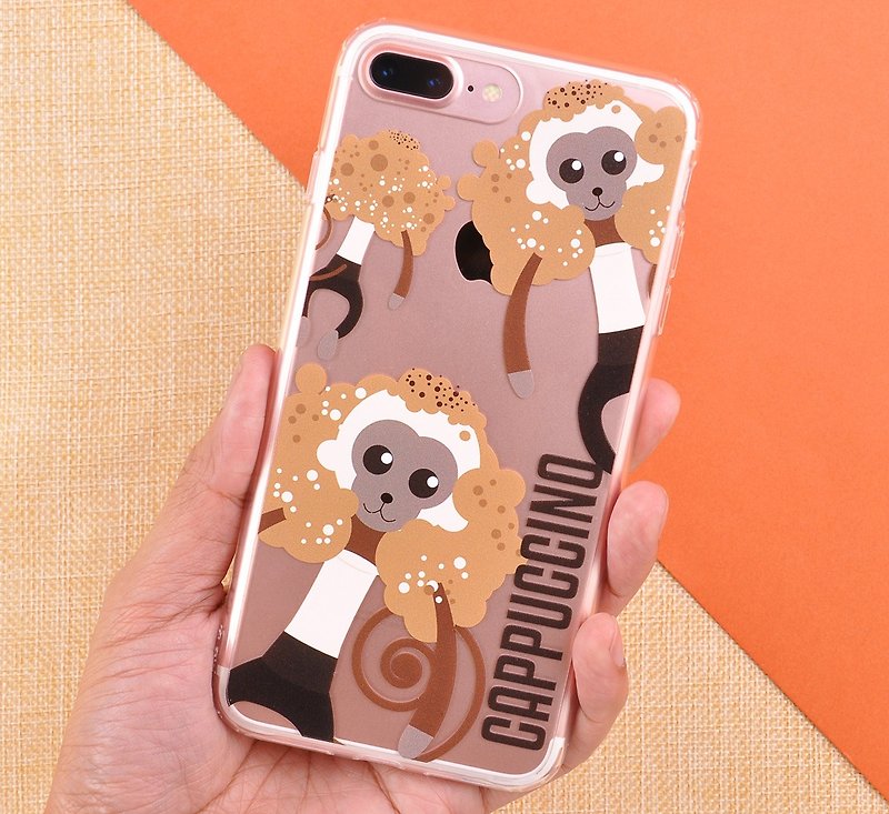 咖啡小猴子系列原创手机保护壳 iPhone 8 iPhone 8 Plus/ iPhone 7 / iPhone 7 Pluss - 咖啡卡布奇诺 - 手机壳/手机套 - 塑料 咖啡色
