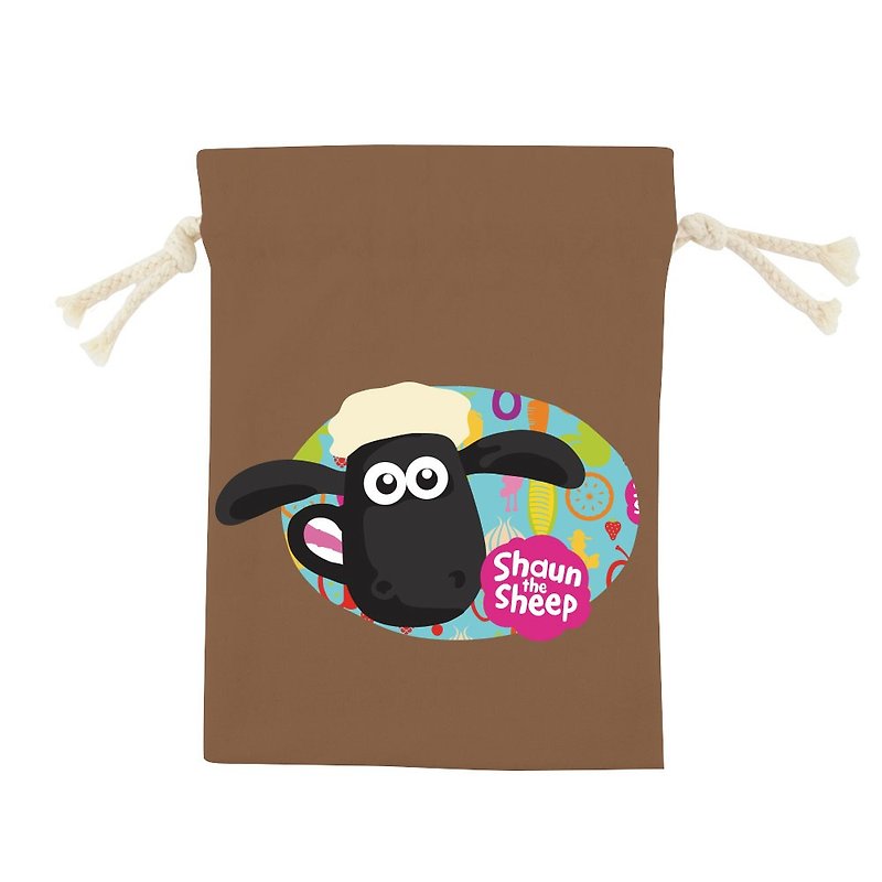 笑笑羊(Shaun The Sheep)授权 -彩色束口袋-【点心派对(咖啡)】,CB6AI06 - 其他 - 棉．麻 多色