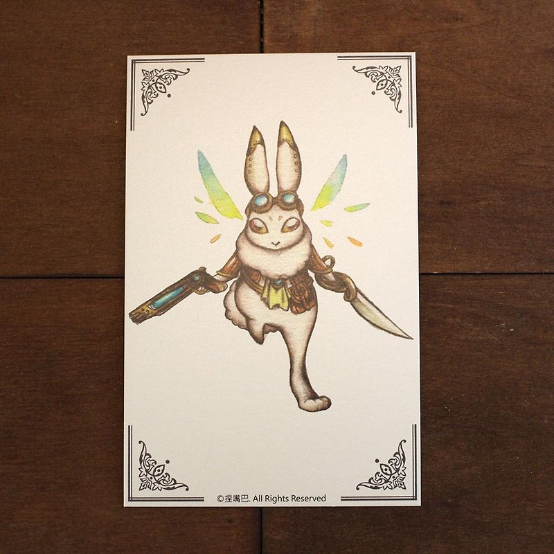 蒸汽庞克系列-白兔明信片 - 卡片/明信片 - 纸 白色