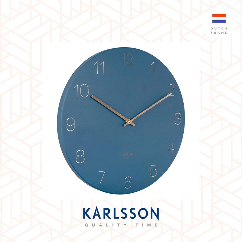 荷兰Karlsson Wall clock 40cm engraved blue 蓝色金色数字挂钟 - 时钟/闹钟 - 其他金属 蓝色