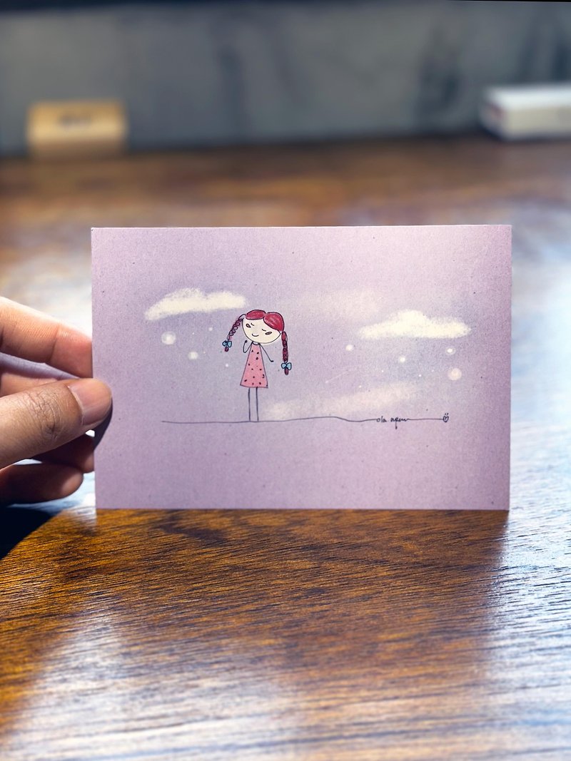 明信片 Vol.15 玩雪的女孩 - 卡片/明信片 - 纸 紫色