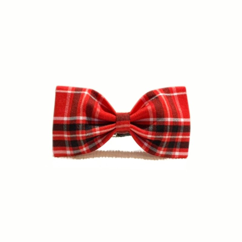 Ella Wang Design Bowtie 宠物 领结 蝴蝶结  红色 格纹 - 项圈/牵绳 - 棉．麻 红色