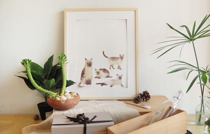 Poster Siamese cat - 海报/装饰画/版画 - 纸 咖啡色