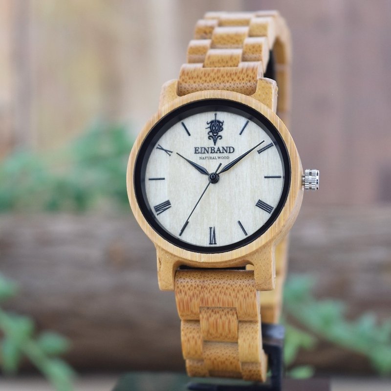 EINBAND Reise Bamboo 32mm Wooden Watch - 对表/情侣表 - 木头 咖啡色