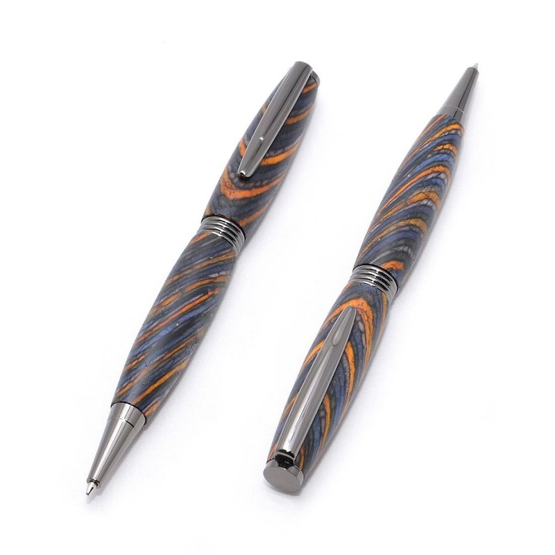手作りの木製の回転式ボールペン（染めたハードウッドの種類；ガン・メタルのメッキ）(TP-GM-CGOC) - 铅笔盒/笔袋 - 木头 蓝色