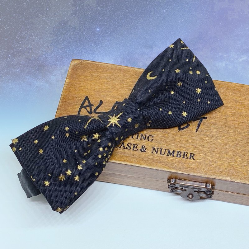 纯手工 限量制作 婚礼新郎兄弟 星星领结 蝴蝶结 Galaxy Bowtie - 领带/领带夹 - 棉．麻 黑色