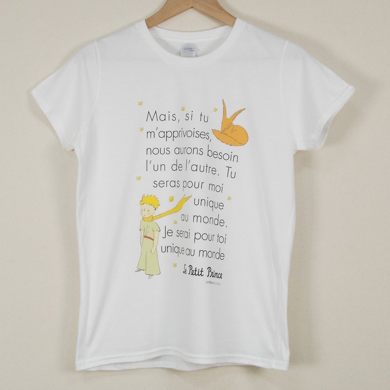 小王子经典版授权 - T恤：【对我来说你是独一无二(法)】成人短袖 T-shirt,AA15 - 女装上衣 - 棉．麻 橘色