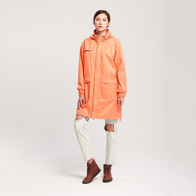 (完售)【MORR】LoRain中性风衣式外套-蜜桃橘 - 女装西装外套/风衣 - 防水材质 橘色
