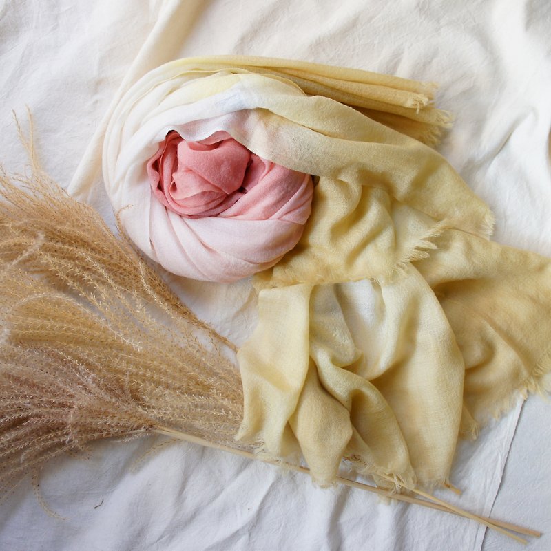 植物染cashmere羊绒围巾－秋季色01 - 围巾/披肩 - 羊毛 多色