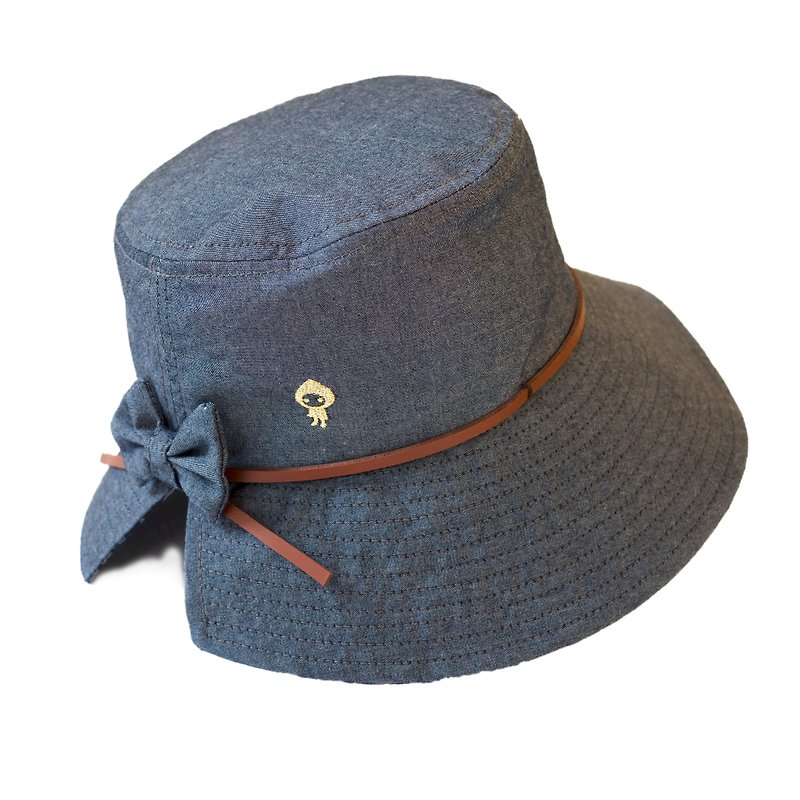 蝴蝶帽:大帽沿 遮阳帽 小颜感(灰黑色) - 帽子 - 棉．麻 灰色