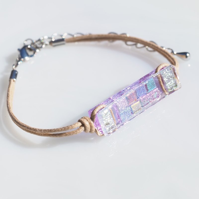 【Premium】 【１点物】色が変わるガラス(マジック)ブレスレット/アンクレット【紐の色選べます】【長さ、金属フリー選べます】【受注制作】 - 手链/手环 - 玻璃 紫色