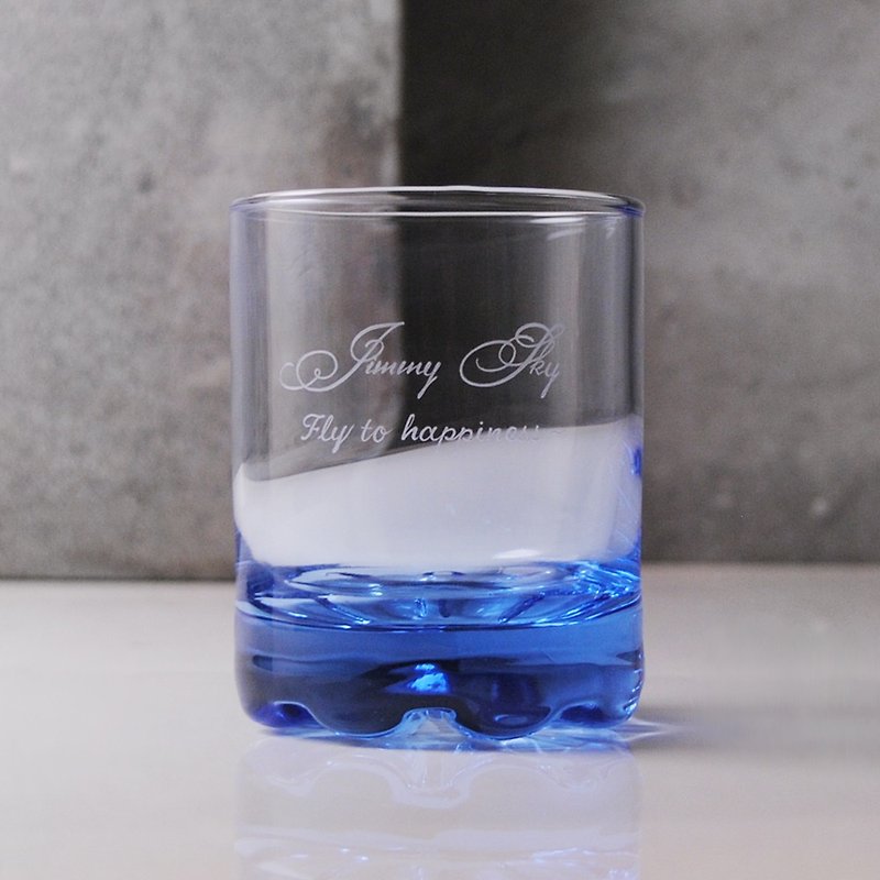 220cc【艺术字体签名版】深海蓝意大利威士忌杯 酒杯雕刻 - 酒杯/酒器 - 玻璃 蓝色