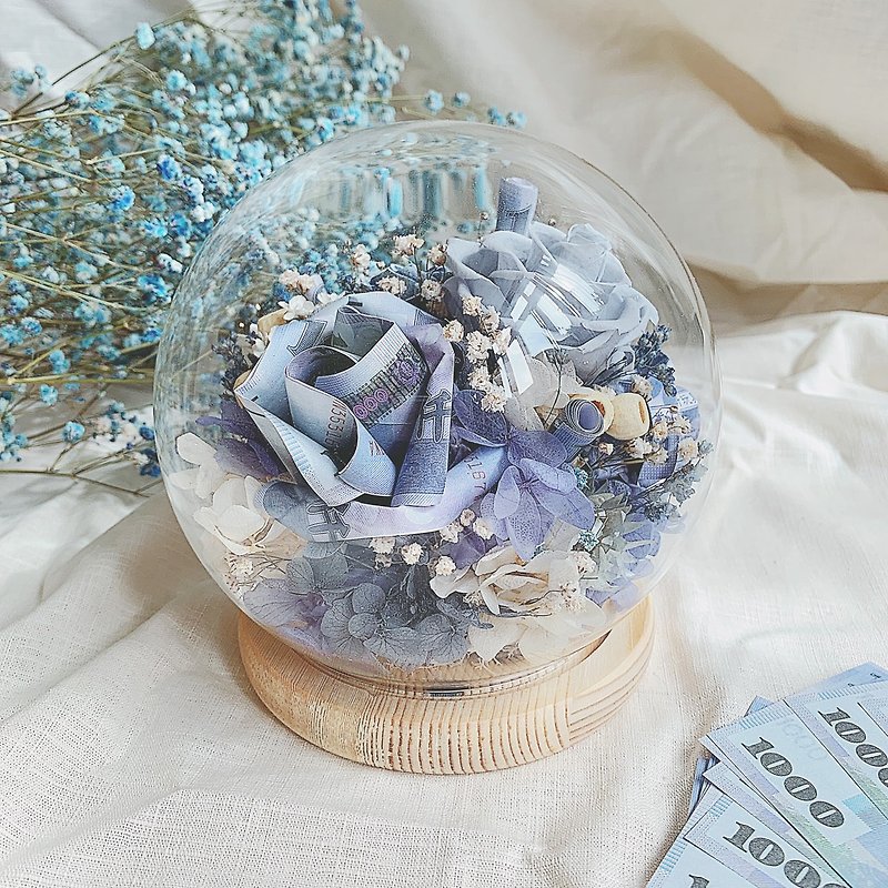仟元玫瑰干燥花玻璃盅 | 创意设计 真钞版 情人节礼物 母亲节礼物 - 干燥花/捧花 - 植物．花 