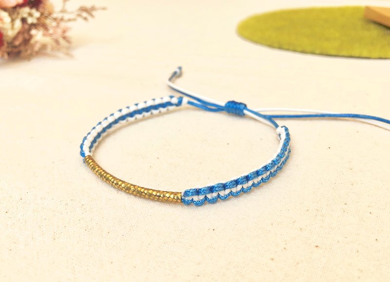日本双色黄铜绳编系列 (手环/脚环) - 手链/手环 - 防水材质 蓝色