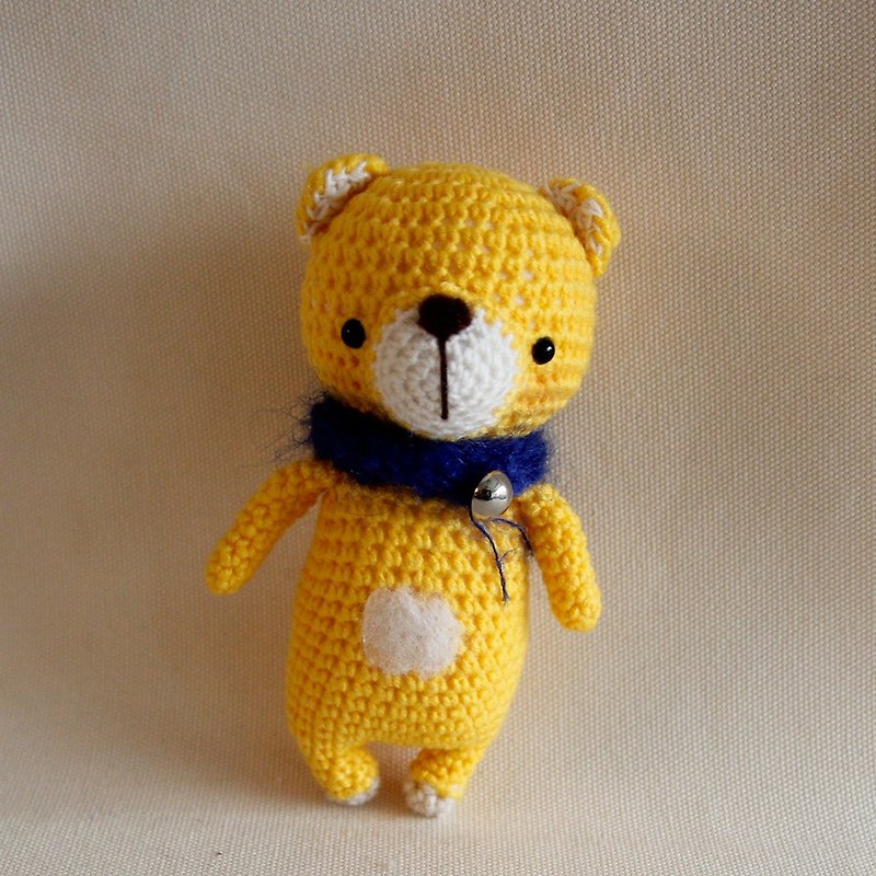 毛线娃娃 手作玩偶 羊毛毡 围巾宠物黄色小熊 - 玩偶/公仔 - 聚酯纤维 黄色