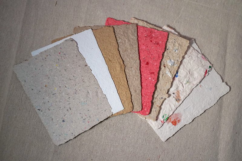 废物再造 再生纸 手抄纸  A5 明信片 卡片 9色 一张入 - 卡片/明信片 - 纸 